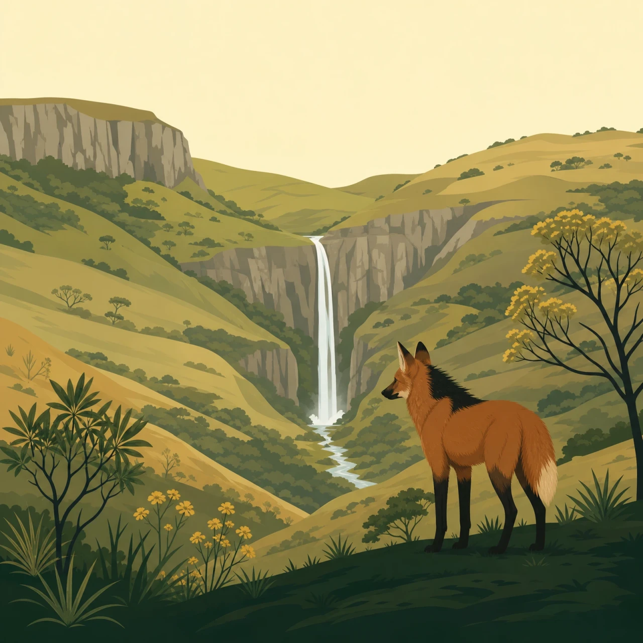 Paisagem ilustrada da Serra da Canastra