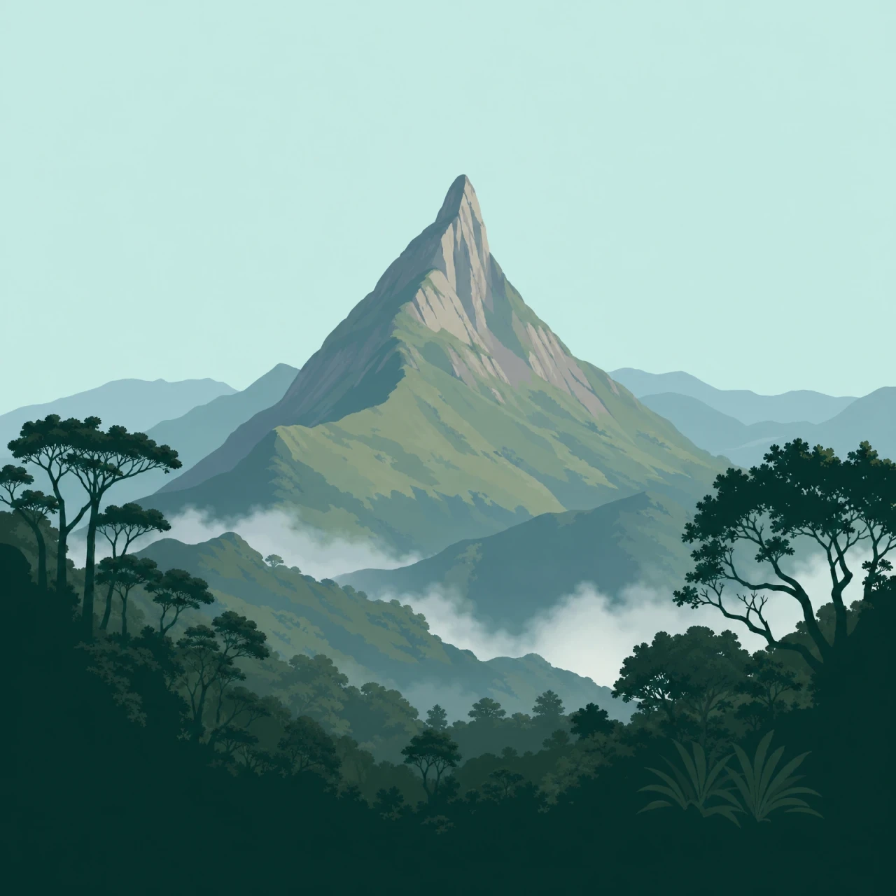 Ilustração da paisagem de Serra da Mantiqueira