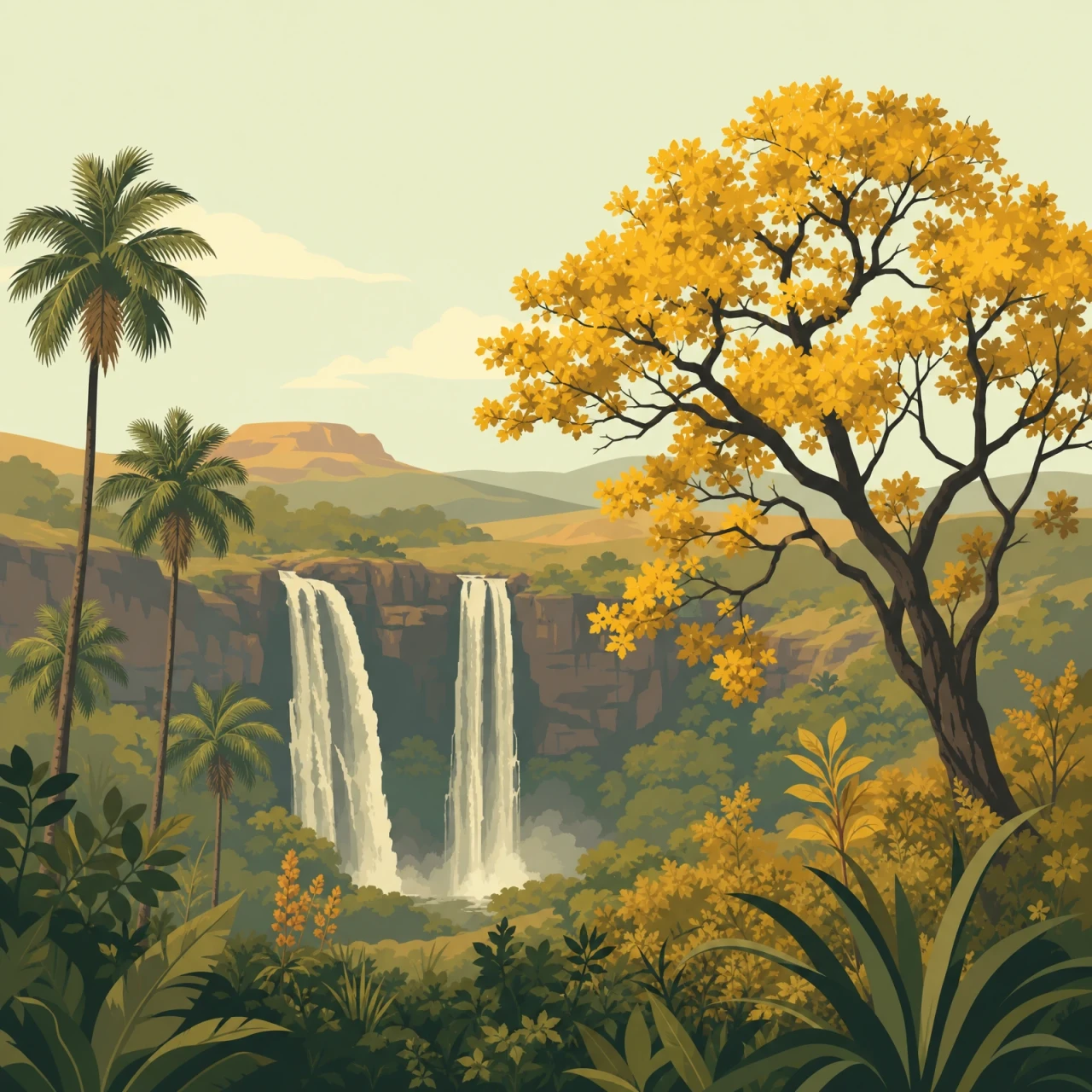 Ilustração da paisagem de Chapada dos Veadeiros